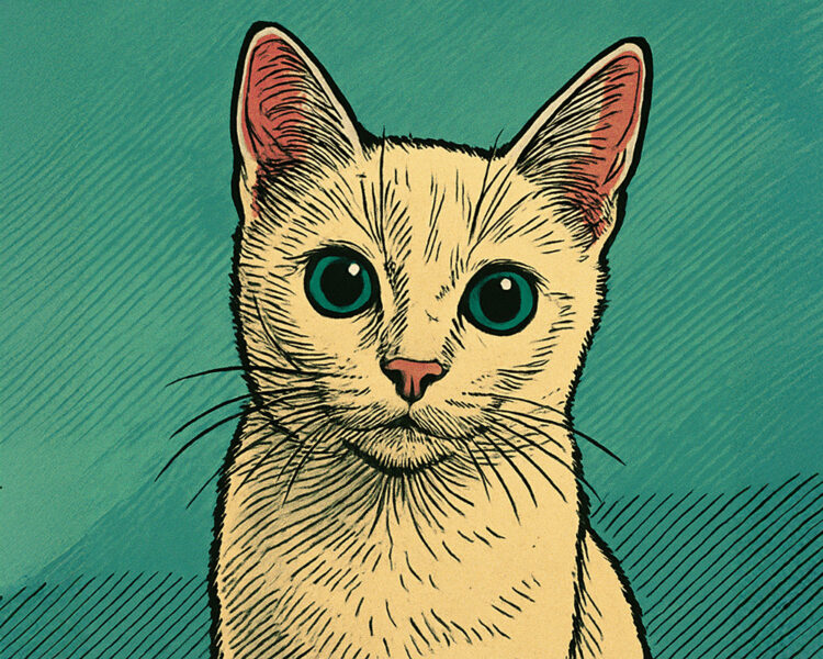 Weiße Katze schaut in die Kamera