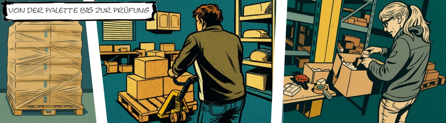 Comic Strip, der den Wareneingang darstellt