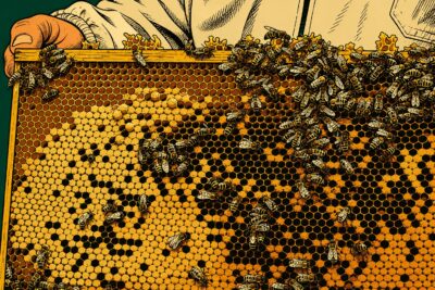 Rähmchen mit Bienen und Brut