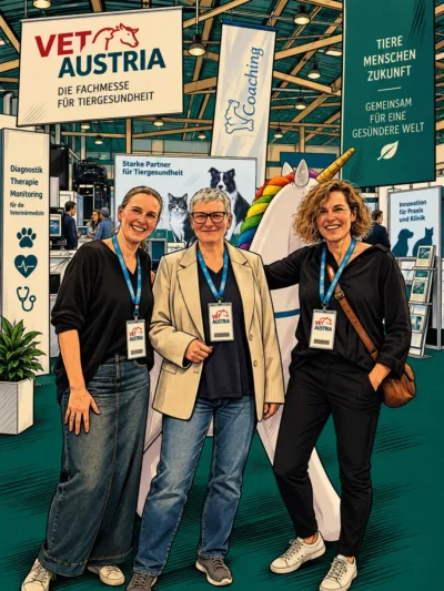 Katharina Gruhle, Susanne Hommen und Kirsten Tillmann auf der Messe Vet Austria in Salzburg 2026