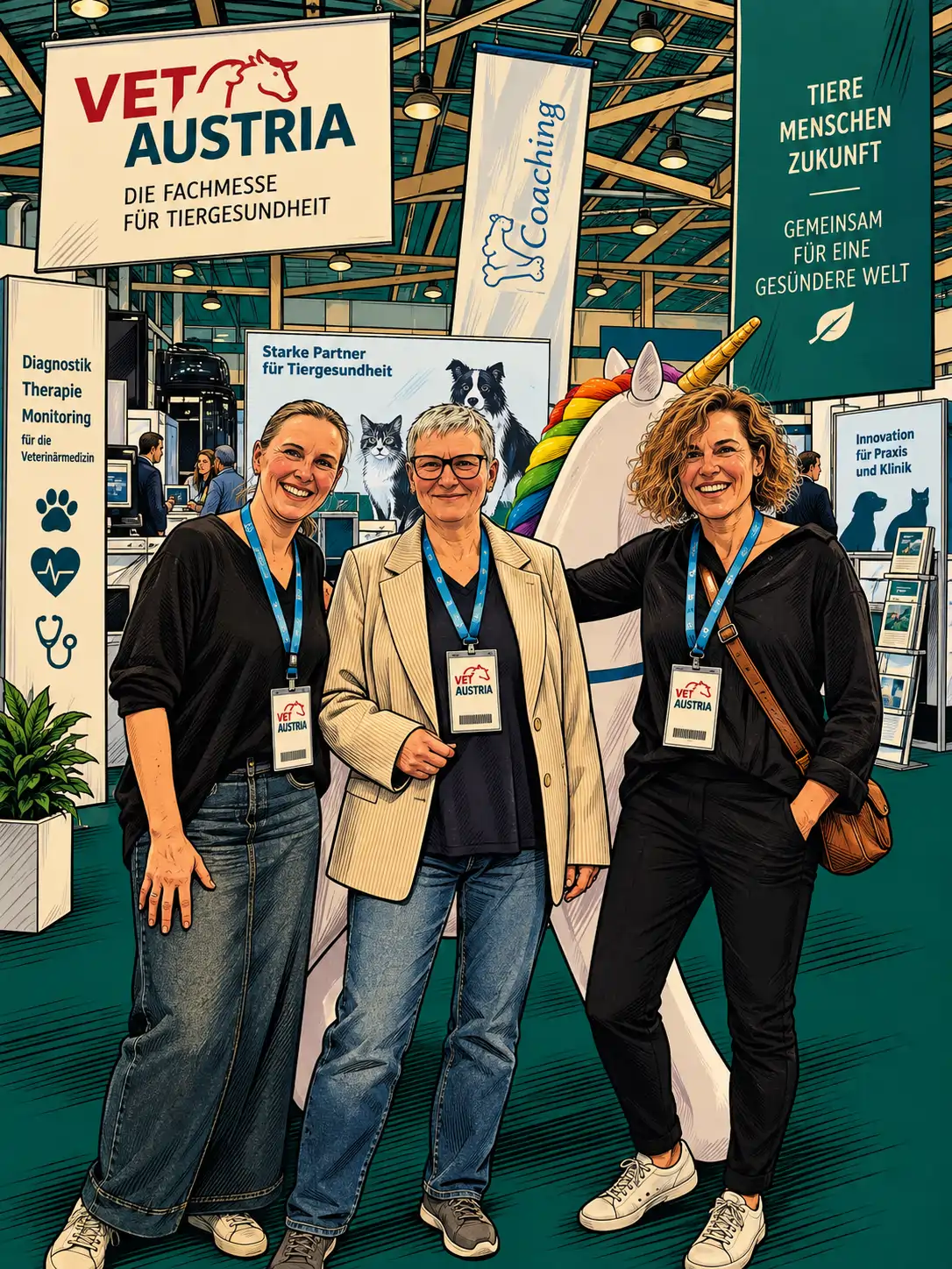 Katharina Gruhle, Susanne Hommen und Kirsten Tillmann auf der Messe Vet Austria in Salzburg 2026